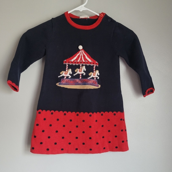Dave & Bella Carousel Horse Polka Dot Long Sleeve Dress 5Y - Picture 1 of 8